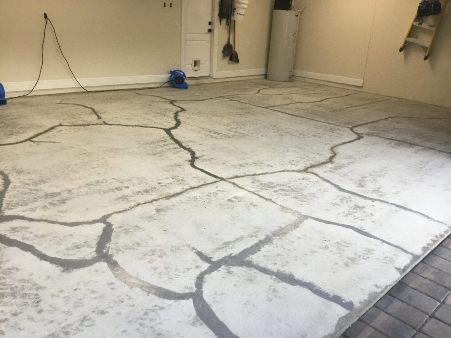 A floor that has been painted with concrete.