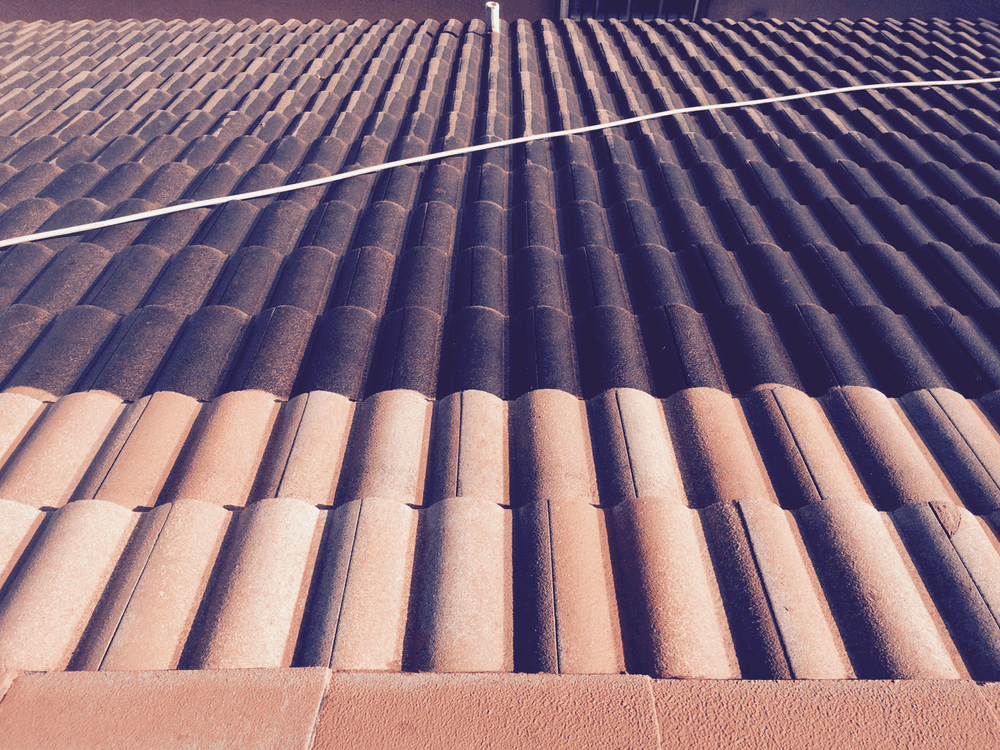 A close up of the roof of a building